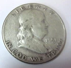 1951  Franklin Silver Half Dollar 90% Silver
