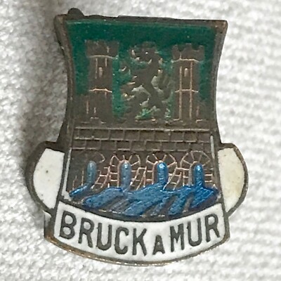 Vintage Bruck an der Mur Austria Enameled Souvenir Ski Hat Pin