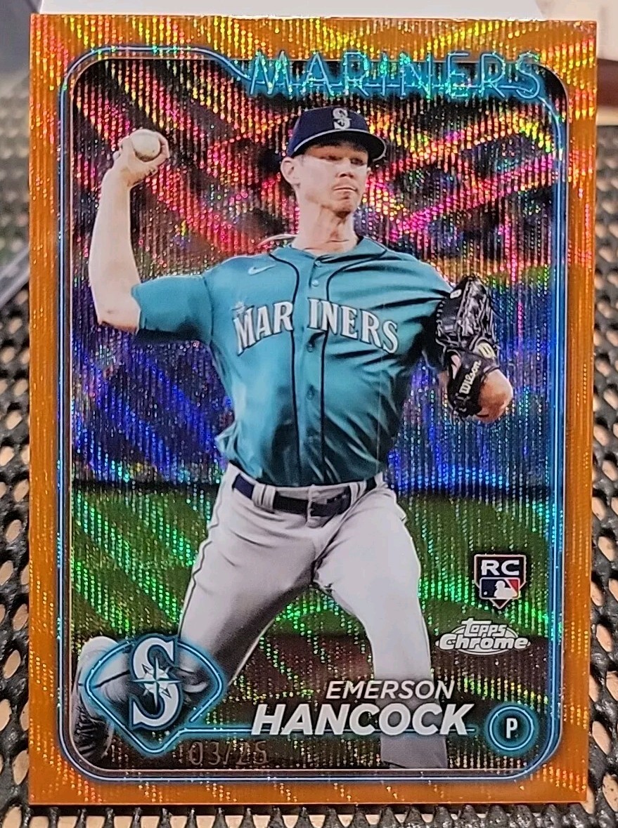 2024 Topps Chrome #245 Emerson Hancock Orange Wave Refractor Rookie RC #/25 M's