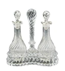 BACCARAT CLEAR CRYSTAL BAMBOUS SWIRL OIL & VINEGAR 2 BOTTLES MARKED FRANCE