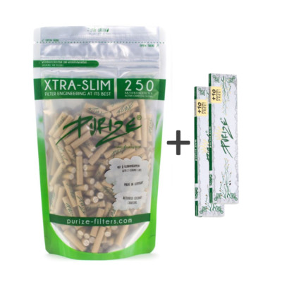 250 PURIZE Aktivkohlefilter, XTRA Slim, Organic Tip Ø 6mm + 2-mal Papers NEU!