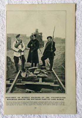 OLD HARPERS WEEKLY PRINT RUSSIAN SOLDIERS ON RAILROAD LAKE BAIKAL #7V