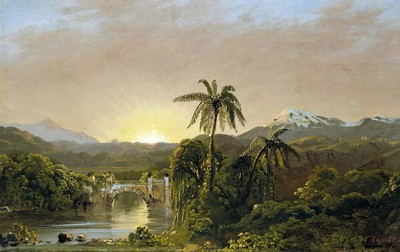 Frederic Edwin Kirche ''Sonnenuntergang in Ecuador'' Sonnenaufgang gelb Kunstwerk PAPIER oder LEINWAND