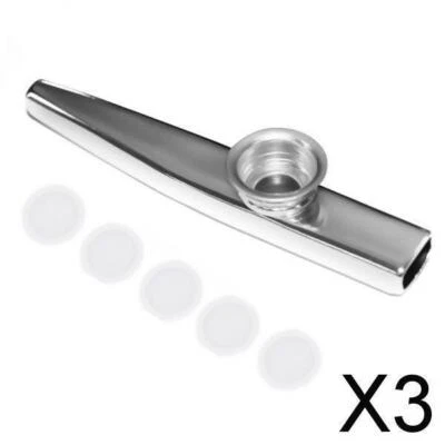 3X Metal Kazoo with 5 Diaphragm Flute Mouth Harmonica Musical Instrument