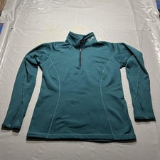Mountain Hardwear Pullover Womens Medium Green 1/4 Zip Fleece Base Layer Outdoor