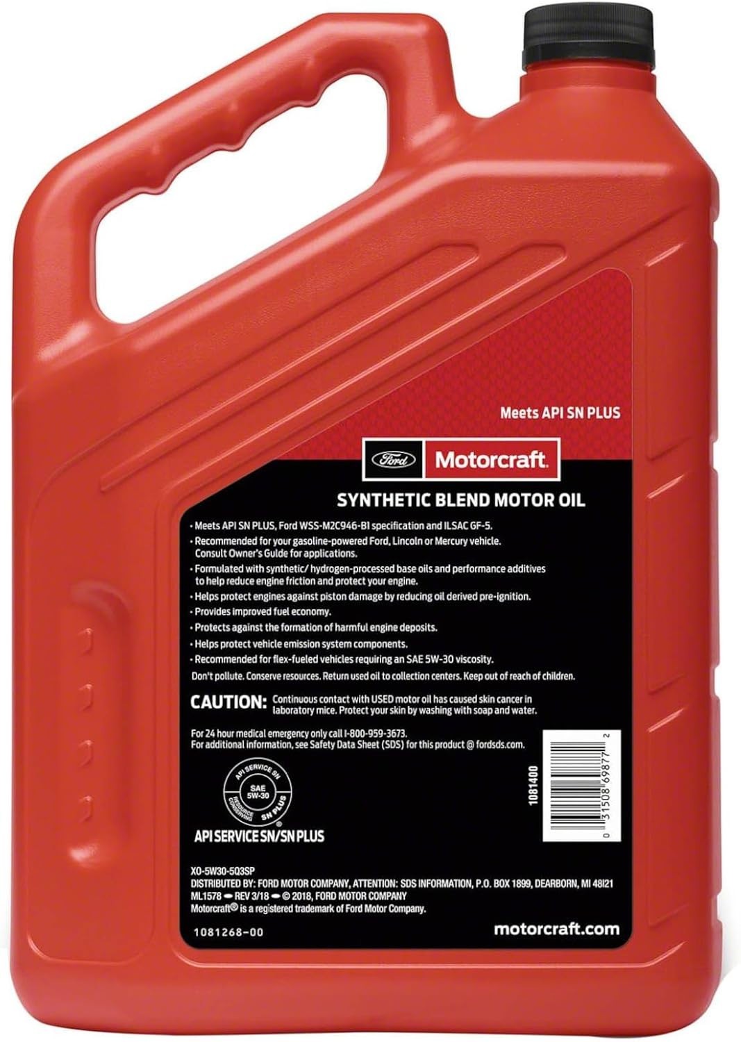 Motorcraft OEM SAE 5W-30 Premium Synthetic Blend Motor Oil - 15 Quart