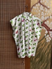 90s Gianni Versace Cotton Frog Print Shirt Size 52 Sleeveless Altered Cut Off 