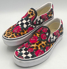 VANS Off The Wall Slip-On Canvas Sneakers Women Multicolor Rose Leopard Checker