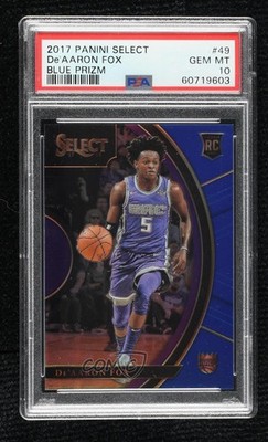 2017 Select Concourse Blue Prizm /299 De'Aaron Fox PSA 10 GEM MT Rookie RC oh4