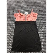Venus Mini Dress Womens Large Pink Black Rhinestone Ruffle Colorblock