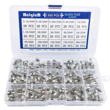 Fast-Blow Glass Fuse Assortment, 5 x 20mm, 300 Pcs, 15 Values 250V  0.1A/ 0.25A