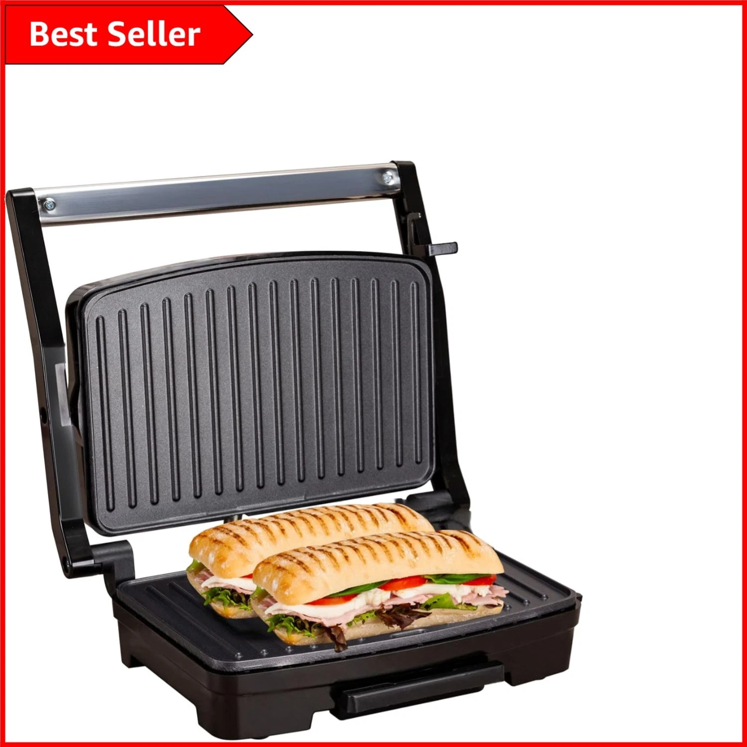 Deluxe Panini Press & Sandwich Toaster - Non-Stick, Lightweight & Versatile