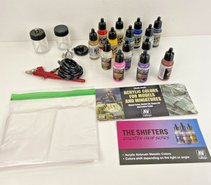 Starter Paasche Air Brush Kit +14 Vallejo Paints Model Air & Shifters Eccentric