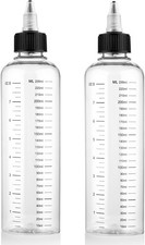 2 Pcs Applicator Bottle for Hair Dye 8.5oz With Graduated Scale Clear