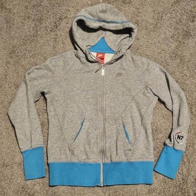 Nike N7 Hooded Sweatshirt Gray Blue Indigenous Peoples Heritage Mens Size S
