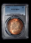 PCGS MS64 1885 P Morgan Silver Dollar - beautiful toned