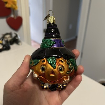 OWC Old World Christmas Halloween Jolly Jack O Lantern Glass Ornament 4.25 