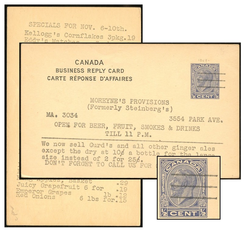 CANADA ½¢ MDLN 3-LINE PRECAN MONTREAL MOREYNES P127a