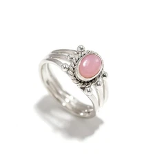 Natural Pink Opal Ring Sterling Silver handmade Gemstone Ring Gift For Women's