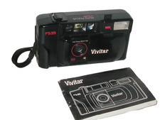 Vivitar P5-35 Camera PARTS ONLY Not working Instruction Booklet Attached Flash