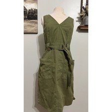 Maeve Oona Utility Cargo belted Midi Dress Army Green Sz 10 Utility Grunge