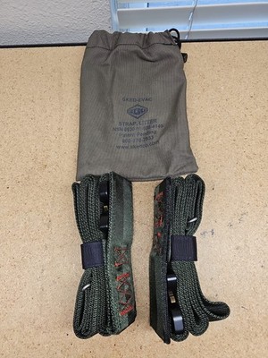 SKEDCO SKED-EVAC GREEN LITTER STRAPS NEW NOS With Bag OD Green (E9)
