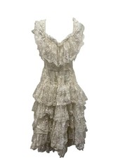 Vintage Melody Sachs Ivory Lace Wedding Dress Ruffled Layered Design Romantic 
