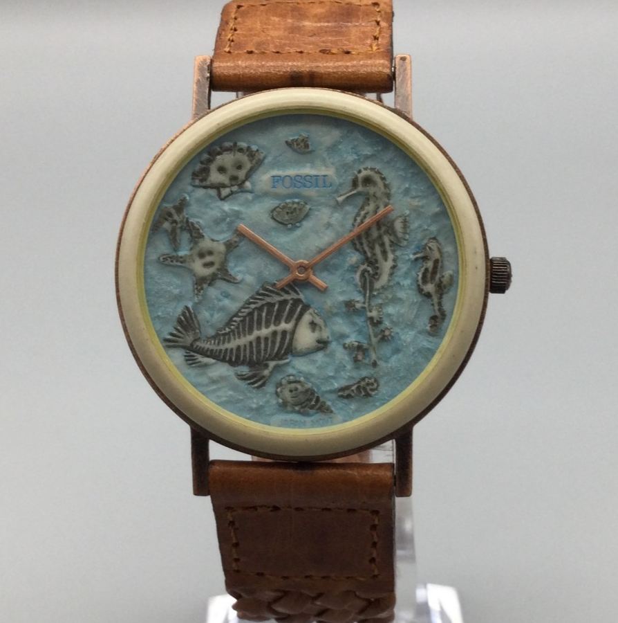 Vintage Fossil Watch Unisex BW-6716 36mm Sea Horse Stone  display picture 1