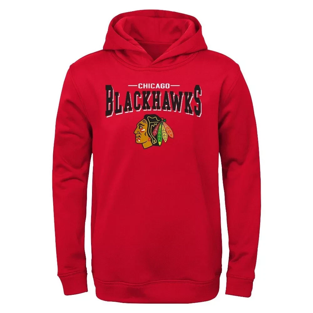 Sweat à capuche rouge avec logo principal des Blackhawks de Chicago de