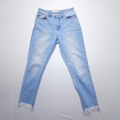 KanCan High Rise Skinny Jeans Womens 5 / 26 Raw Hem Blue Stretch Ankle