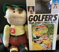 Golfers Gag Gift 1989 Tear Apart  STRESS DOLL Golfer 15” Attaches To Golf  Bag