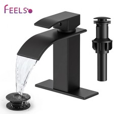 Waterfall Bathroom Sink Faucet Single Handle Hole Vanity Mixer Taps with Cover