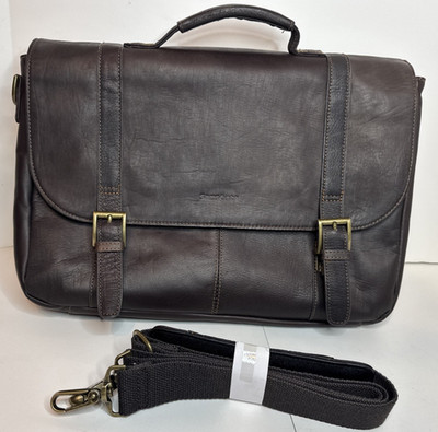 Samsonite Luggage Leather Slim Briefcase Black Laptop Bag Case (Unused) W/Strap