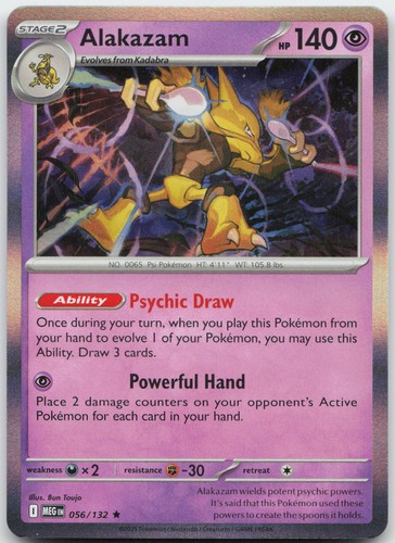 Alakazam 056/132 Rare Mega Evolution Pokemon Holo Near Mint