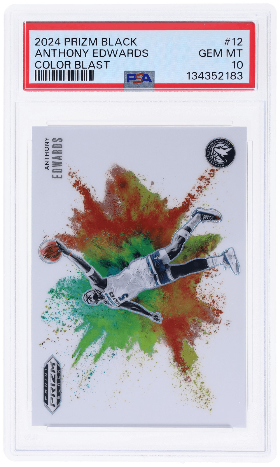 2024 Panini Prizm Black Anthony Edwards Color Blast #12 PSA 10