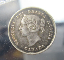 1881-H Canada 5 Cents Silver Coin, Queen Victoria, High Grade