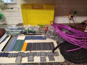 Lot Vintage K'NEX Yellow Hard KNEX Case Roller Coaster Chain Track See Pics Qtys