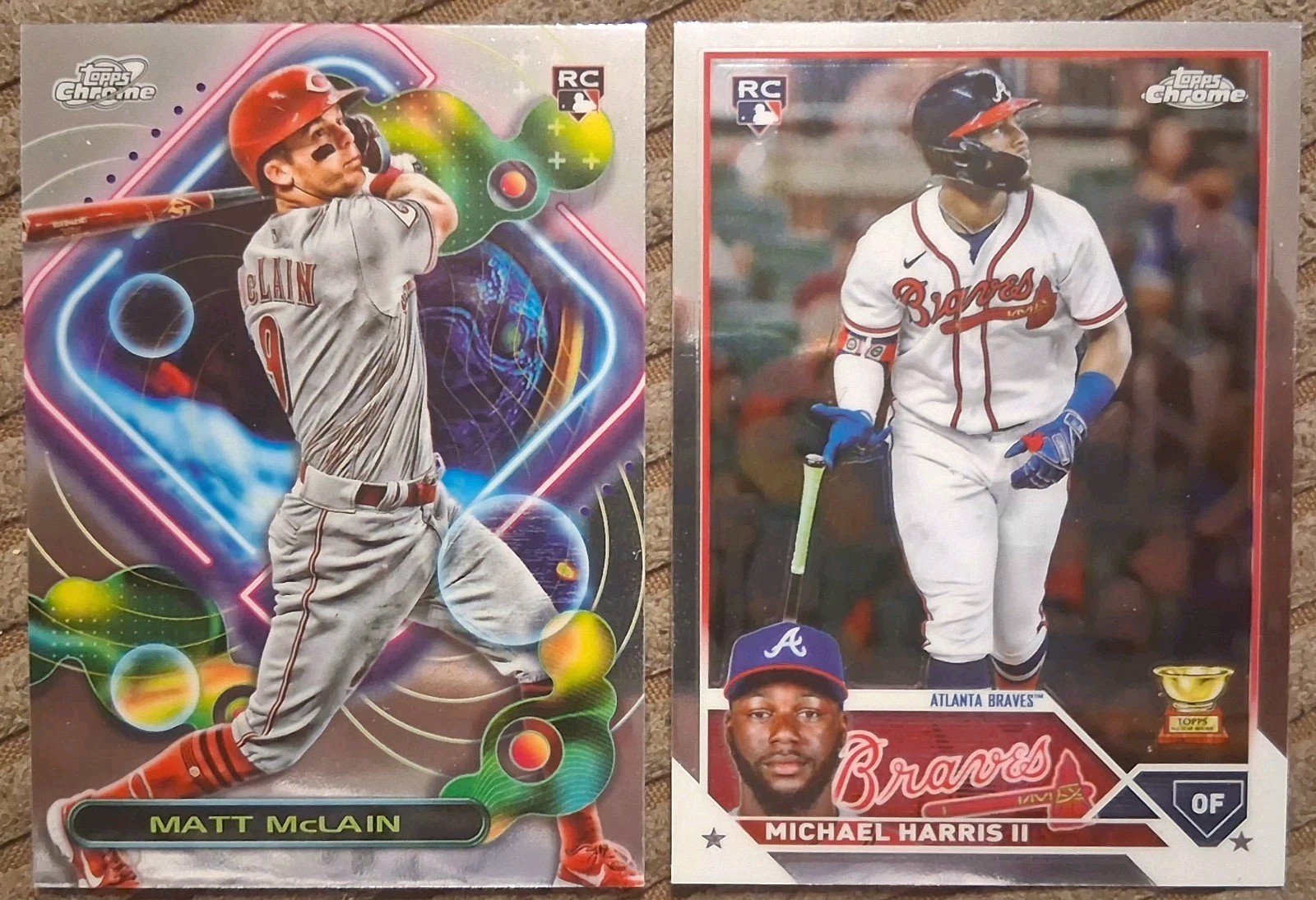 2023 Topps Chrome Cosmic Matt Mclain #139+2023 Topps Chrome Michael Harris RC's 