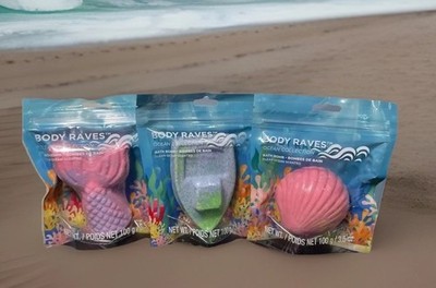 Lot Of 3 Body Waves Bath Bombs Mermaid Tail Clam Shell & Boat New