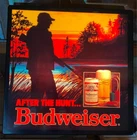 Vtg Budweiser Beer "After the Hunt" light bar sign 18x18 Breweriana Advertising