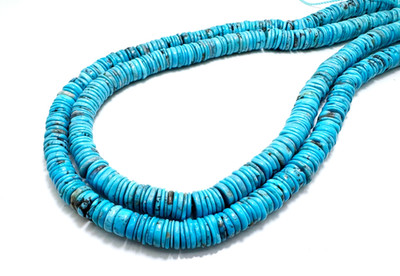 Genuine Natural Blue Arizona Kingman Heishi Disc Round Gemstone Beads PGS157