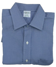 Brooks Brothers Milano Shirt 15.5-34 Blue Check 100 US Non-Iron Supima Cotton