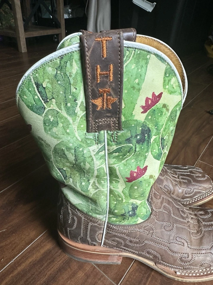 Botas de Vaquero Mujer Tin Haul Cactus Verde Y Marrón Bordado Cactus Talla 6.5 Foto 2 de 4