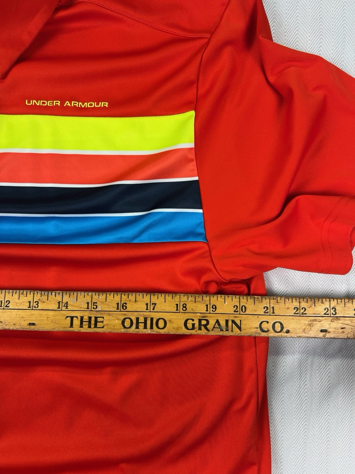 Under Armour Mens Heat Gear Golf Large Polo Shirt Striped Multicolor Loose Fit thumbnail 8