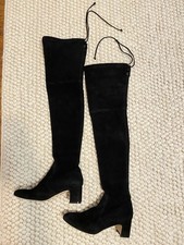 Stuart Weitzman Womens Black Suede Over the K...