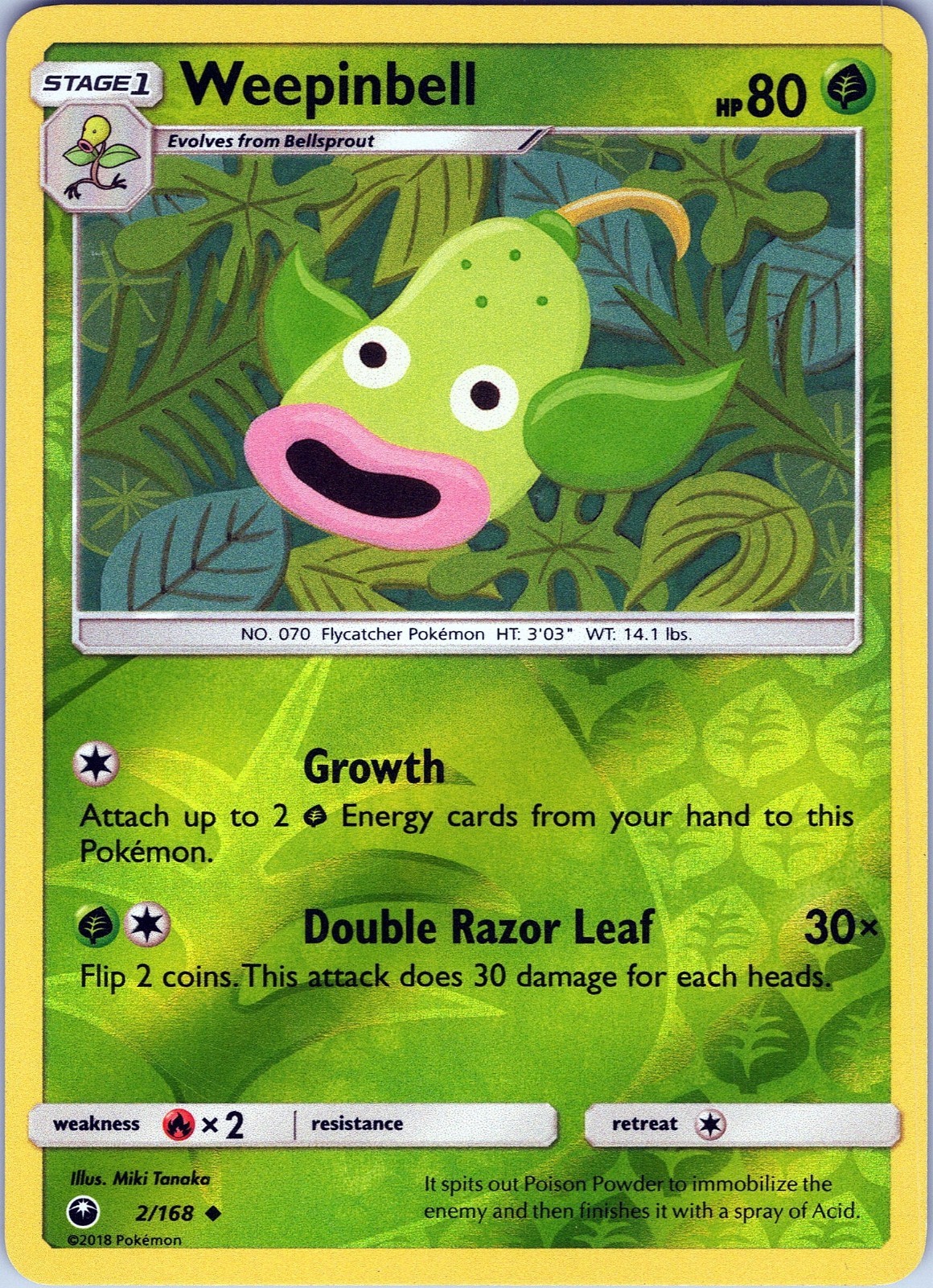 Weepinbell 2/168 Uncommon - Pokemon TCG SM: Celestial Storm - Reverse Holo (NM)