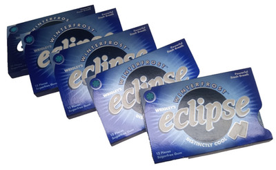 5 Pack Eclipse Winterfrost Sugar Free Chewing Gum (12 Pieces per Package)