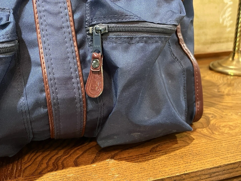 Bolso de Viaje Yves Saint Laurent YSL De Colección Para Hombres Nylon Cuero Bolso de Lona Azul Foto 4 de 4