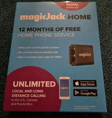 NEU MagicJack VOIP Adapter unbegrenzt US & Kanada Anrufe 12 Monate keine monatlichen Gebühren - Bild 1 von 2