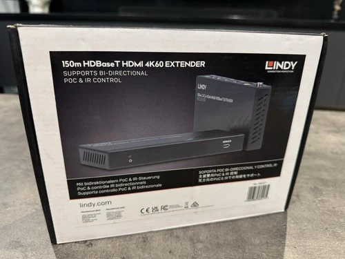 BRAND NEW LINDY 150m HD BASE T HDMI 4K60 EXTENDER CAT.6 HDBaseT IR & RS-232